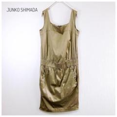 ジュンコシマダ ノースリーブミニワンピース ウエストゴム ポケット有 綿混 M