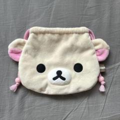 コリラックマ フェイス型 巾着　袋　大きめ リラックマ ふわふわフェイス巾着』発売！ | がちゃぽん情報