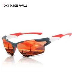 新品★軽量ミラーサングラス◆UV400 オレンジ　スポーツ　アウトドア　最安値