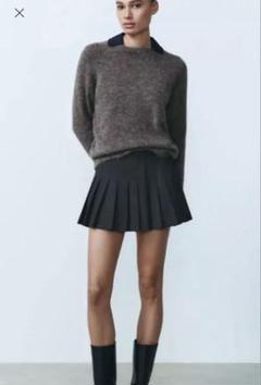 ZARA プリーツスコート　スカート　グレーのサムネイル