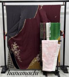 振り袖　フルセット　長襦袢付　モール織袋帯　金彩加工　刺繍入り　ベロア　401 振り袖 フルセット 長襦袢付 モール織袋帯 金彩加工 刺繍入り