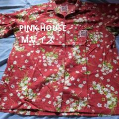 匿名発送　赤　PINK HOUSE　スミレとシロツメクサ　アロハシャツ　Mサイズ 匿名発送 赤 PINK HOUSE スミレとシロツメクサ アロハシャツ M
