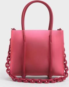 CHARLES & KEITH ダブルハンドル トートバッグ （Pink）