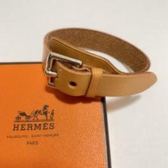 極美品✨エルメス シルバー金具 ベルト レザー ブレスレット バングル