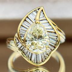 K18　天然 ダイヤモンド1.555ct　メレ0.48ct　リング 大粒