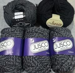 JUSCO 編み物用毛糸 グレーと黒のミックス等