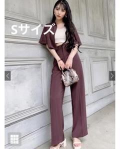 韓国♡ショート丈ジャケットXワイドパンツセットアップ2点セットブラウン 無地 セットアップ 2点セット スーツ 韓国 ファッション / ショート丈
