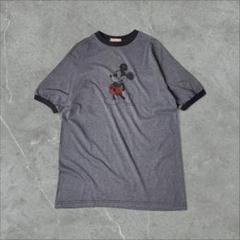 INK&PAINT ミッキーマウス リンガーTシャツ チャコールグレー