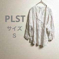 PLST プラステ ストライプ 五分袖 シャツ 涼しげ 大人女子 フェミニン