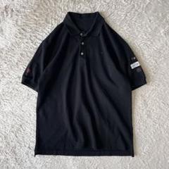 パパス 極美品 PAPAS ポロシャツ L 黒 胸刺繍ロゴ