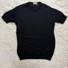 希少　ジョンスメドレー　半袖　カットソー　カシミヤ　コットン　M ブラック