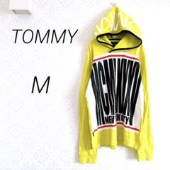 TOMMY トミー　フード付きパーカー トレーナー　M 黄緑　ロゴプリント