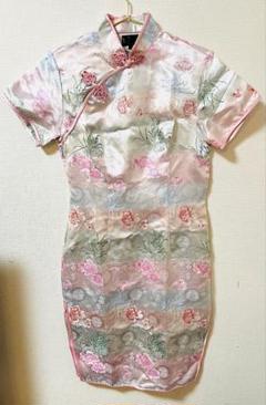花柄刺繍 ピンク系 チャイナドレスLのサムネイル