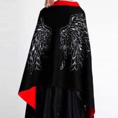 新品未使用　h.NAOTO　マフラー　マント　ストール　羽根　翼　黒　赤