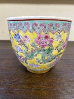 □中国 景徳鎮 青地粉彩 色絵花唐草 萬壽無彊