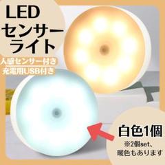 白色１個　センサーライト　LED　USB付き　室内 人感 廊下 天井 明暗　自動