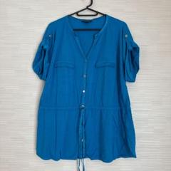 ALFANI アルファニ シャツ風Tシャツ ブルー 青 ボタン