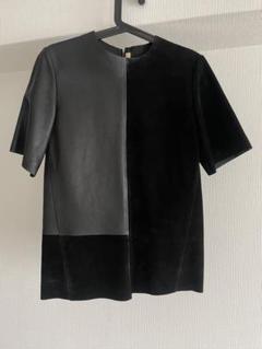 CELINE フィービー　レザー×スェード　半袖チュニック ブラック CELINE フィービー レザー×スェード 半袖チュニック ブラック