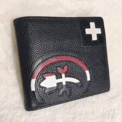 【人気ブランド!!】カステルバジャック ☆ 折り財布 牛革 ブラック 小銭入れ付