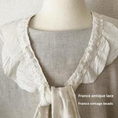 handmade France antique lace×つけ襟ブローチのサムネイル