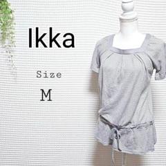 Ikka バーズアイ柄 半袖チュニック M