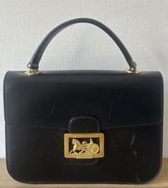 セリーヌ ヴィンテージ バッグ 金馬車金具 ブラック ハンドバッグ