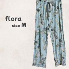 flora 花柄ルームウェア 水色 バラ くすみブルー 海外古着