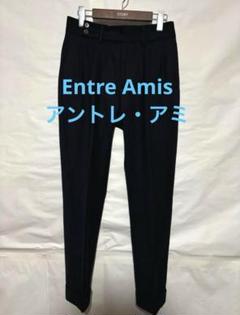 アントレアミ黒 ストレートパンツ ゴムウエスト32インチ