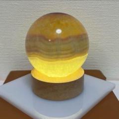 天然石●美品●大玉　フローライト 置物 木製/発光スタンド付き 約67.5㍉④