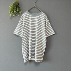 センスオブプレイス ［F］極美品✨ナチュラル　綿100　五分袖ボーダーTシャツ