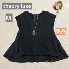 美品✧セオリーリュクス ブラウス 透け感 シフォン綿 M 黒 夏 フレア 半袖