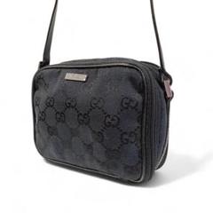 極美品　GUCCI ショルダーバッグ サコッシュ GG キャンバス レザー 黒 グッチ ショルダーバッグ サコッシュ GGキャンバス×レザー