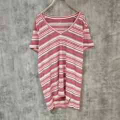 【美品】GAP ギャップ 半袖ボーダーシャツ Vネック トップス カットソー S