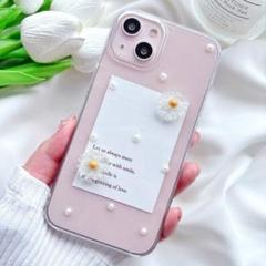 パールと花のデザイン iPhoneケース