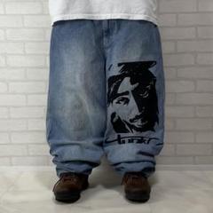 MAKAVELI 2pac 極太 オーバーサイズ デニム バギーパンツ B系 MAKAVELI 2pac 極太 オーバーサイズ デニム バギーパンツ B系