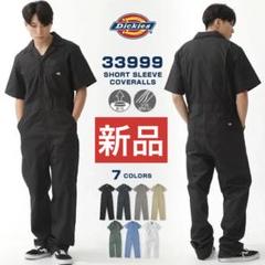 新品 Dickies☆半袖オールインワン☆メンズM・レディースL☆ブラックつなぎ