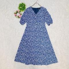 【ジャスグリッティー】 ロングワンピース 5分袖 小花柄 ミモレ丈 (M) 美品