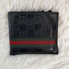 ✨ほぼ未使用✨グッチ 二つ折り財布 GG シェリーライン ナイロン レザー 黒 ✨ほぼ未使用✨グッチ 二つ折り財布 GG シェリーライン ナイロン