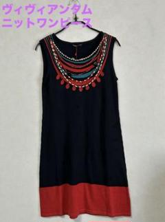 ヴィヴィアンタム　ノースリーブドレープワンピース　Ｖネック　花びら　シフォン　S ヴィヴィアンタム ノースリーブドレープワンピース Vネック