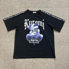 Kuromi クマプリント 半袖Tシャツ ブラック