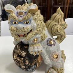 九谷焼獅子像 金色装飾