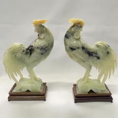翡翠　オナガドリ　彫刻　中国　唐木　置物 2,000g 天然石　縁起 翡翠 オナガドリ 彫刻 中国 唐木 置物 2,000g 天然石 縁起