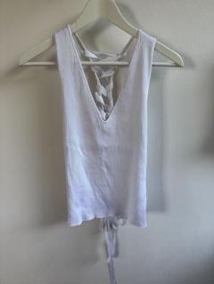 ZARA KNIT ホワイトリブタンクトップ M