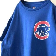 マジェスティック MLB シカゴカブス Tシャツ L ブルー 青 古着