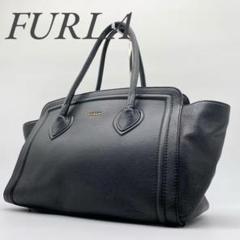 【極美品】フルラ トートバッグ 肩掛け カレッジ レザー ブラック