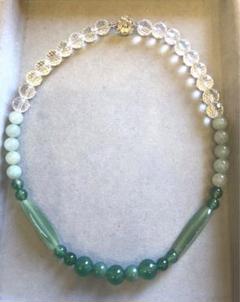 翡翠&水晶のファッションネックレス　金具部silver 長さ５０cm