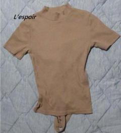 L'espoir ベージュ 半袖 トップス バックレース付リボン
