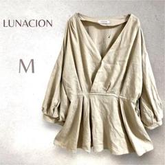 ルナシオン　LUNACION チュニック　麻混　ウエストゴム　パフスリーブ　夏