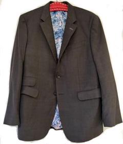 【希少】Paul Smith 裏地 花柄 シルク混 サマースーツ グレー 極美品】ポールスミス スーツ セットアップ 裏地花柄 Lサイズ