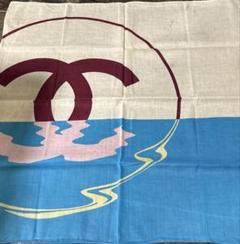 海外個人輸入 CHANEL シャネル ※汚れ有 ホワイト ブルー ココマーク スカーフ 小物